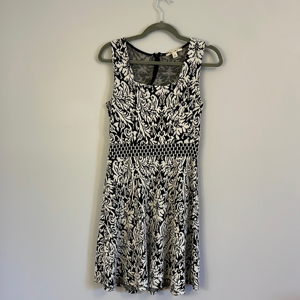 Black and White Patterned Knit Dress